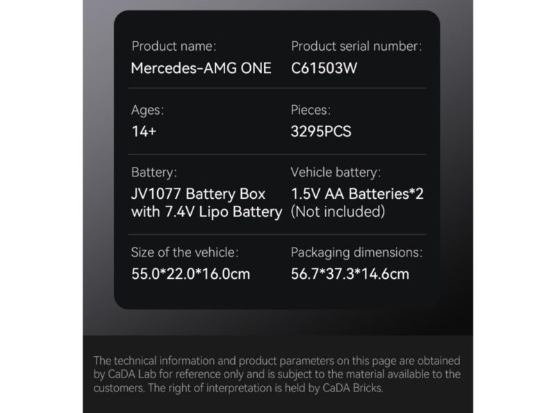 CADA Mercedes AMG ONE 1:8 RC - C61503W - Afbeelding 15